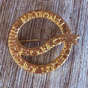 Vintage F.O.M.C. National Handcraft Society Gold Tone Lapel Pin Brooch